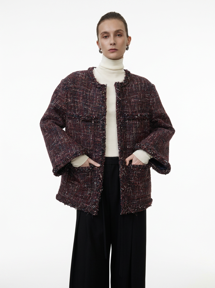 Dark Burgundy Tweed Jacket