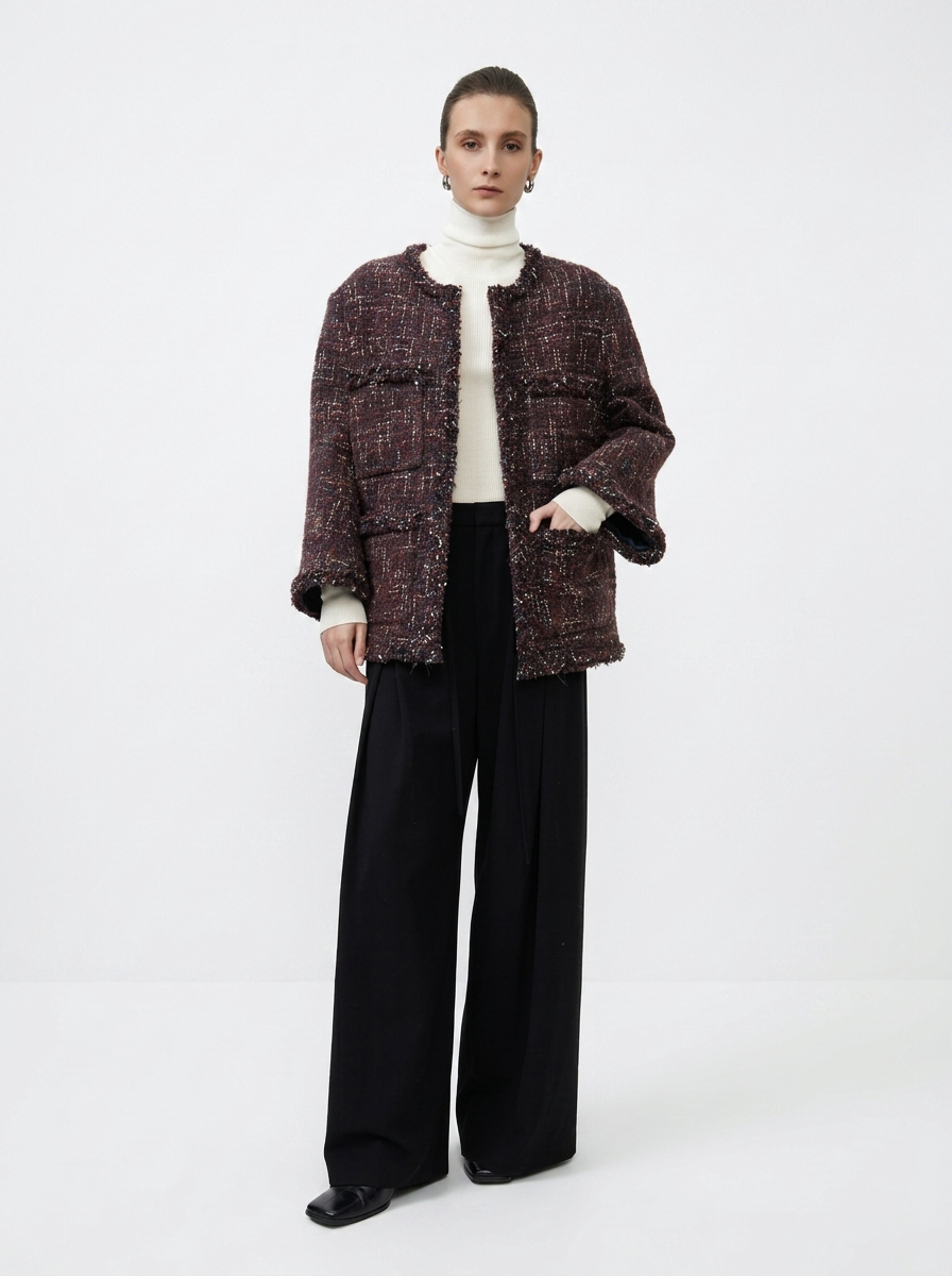 Dark Burgundy Tweed Jacket
