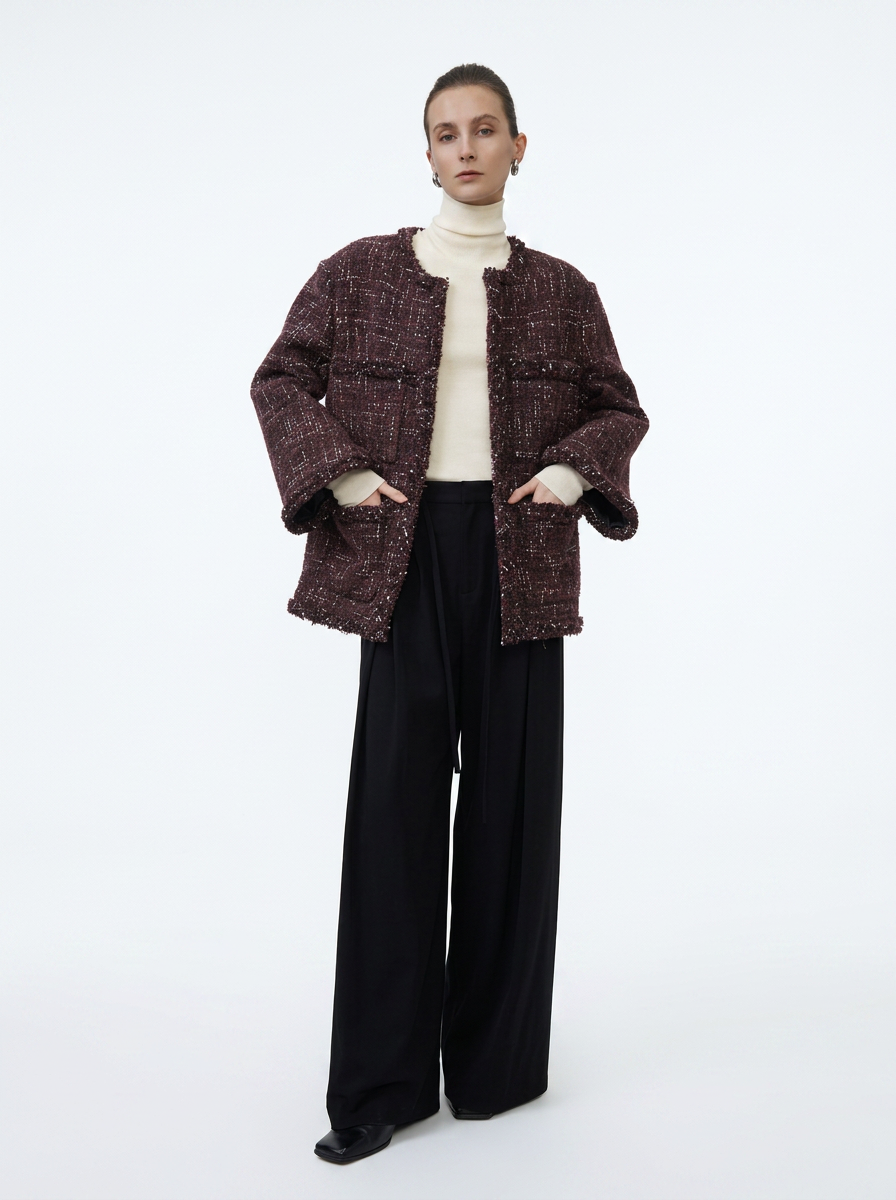 Dark Burgundy Tweed Jacket