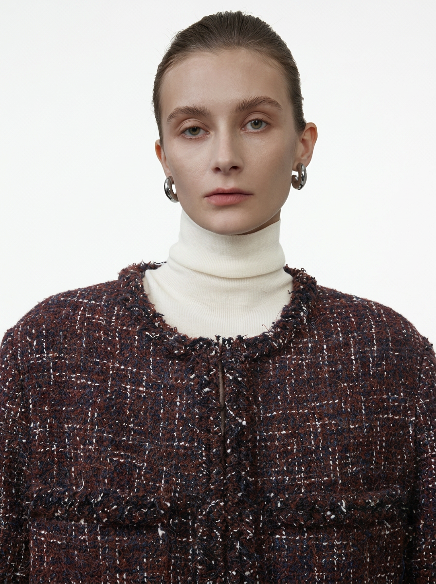 Dark Burgundy Tweed Jacket
