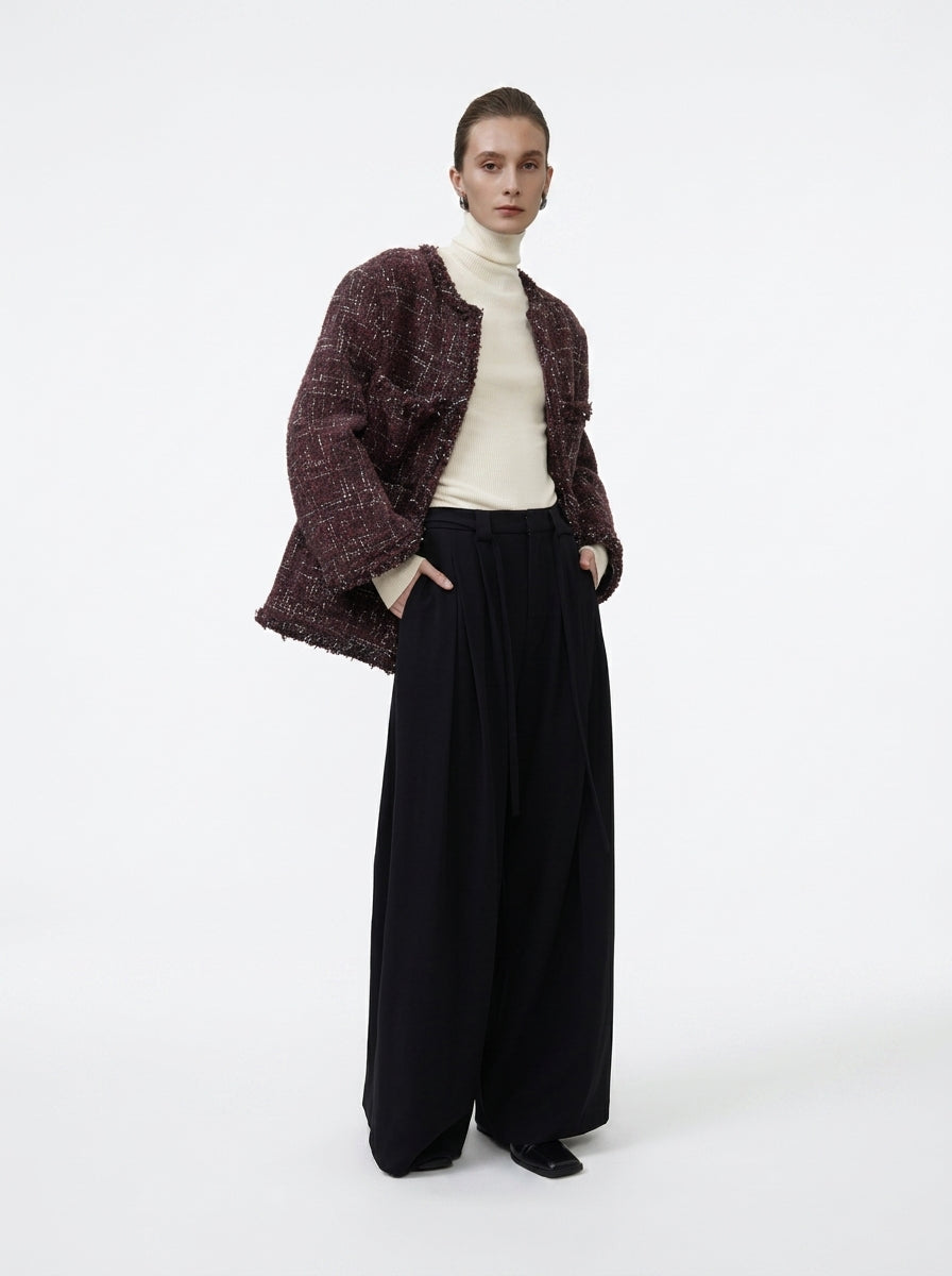 Dark Burgundy Tweed Jacket