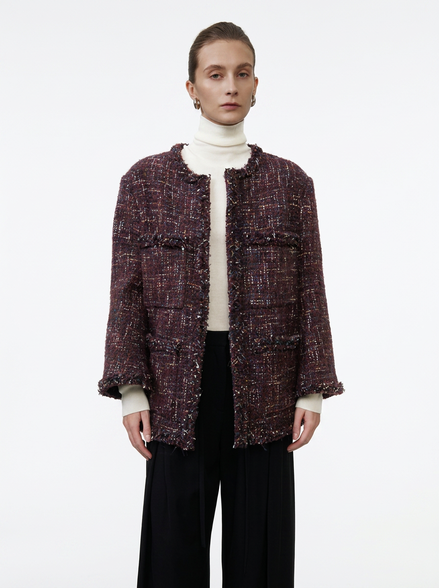 Dark Burgundy Tweed Jacket
