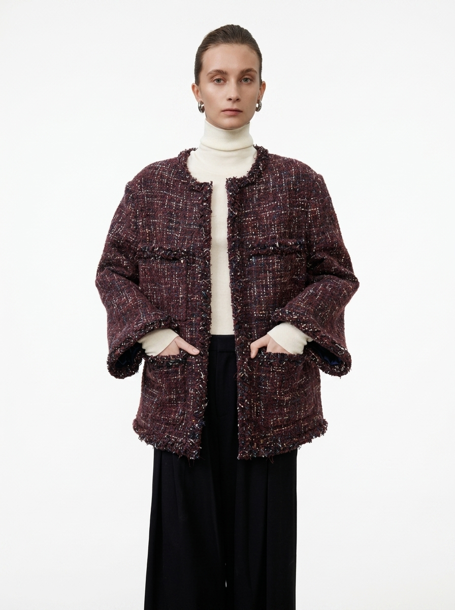 Dark Burgundy Tweed Jacket