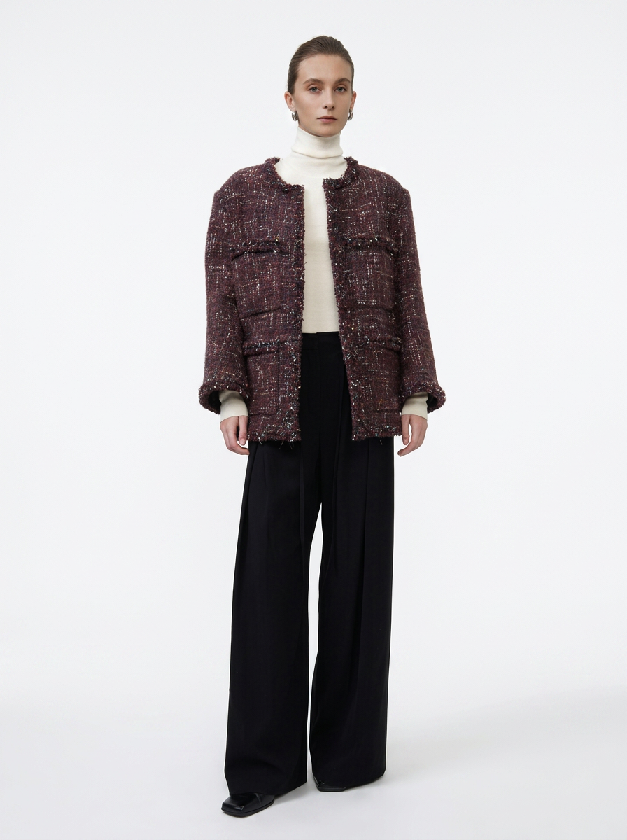 Dark Burgundy Tweed Jacket