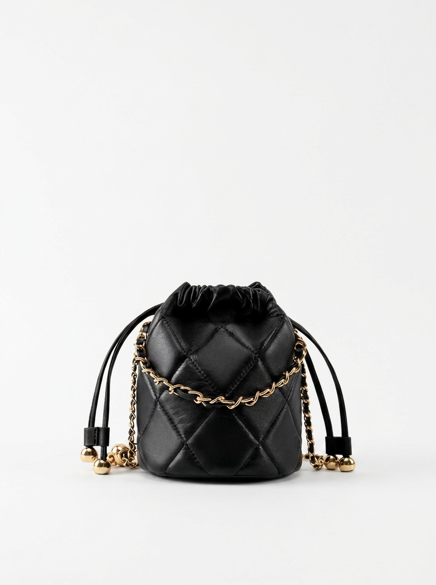 Quilted Chain Bucket Bag