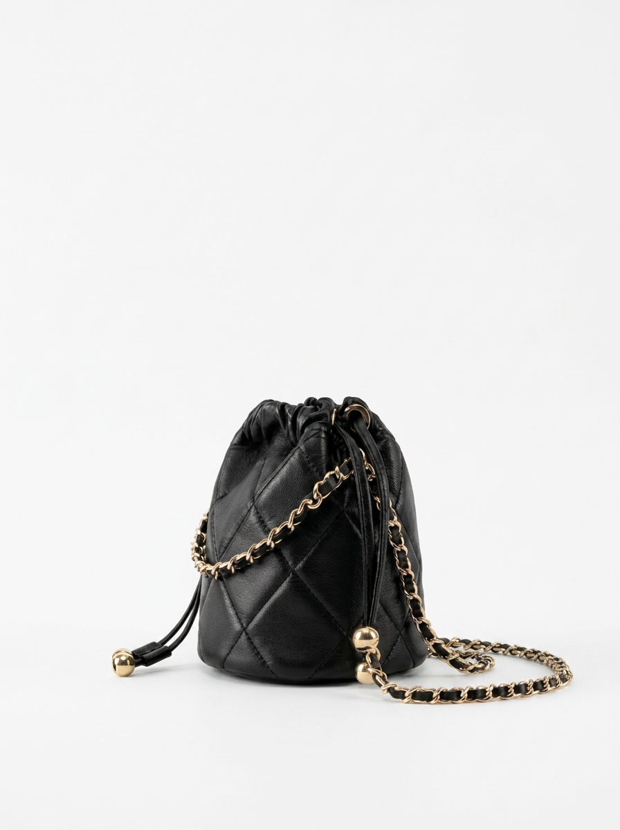 Quilted Chain Bucket Bag