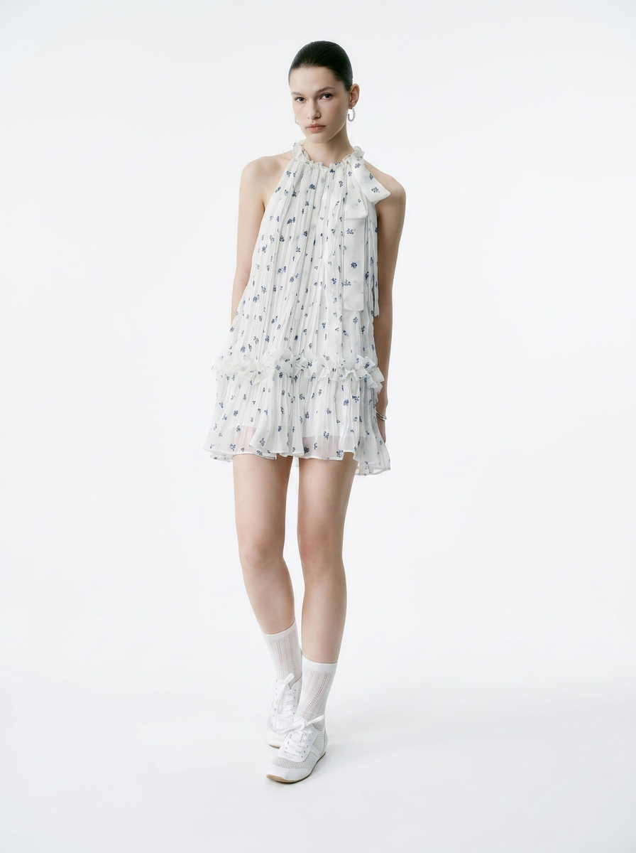 Floral Halter Ruffled Tiered Maxi Dress