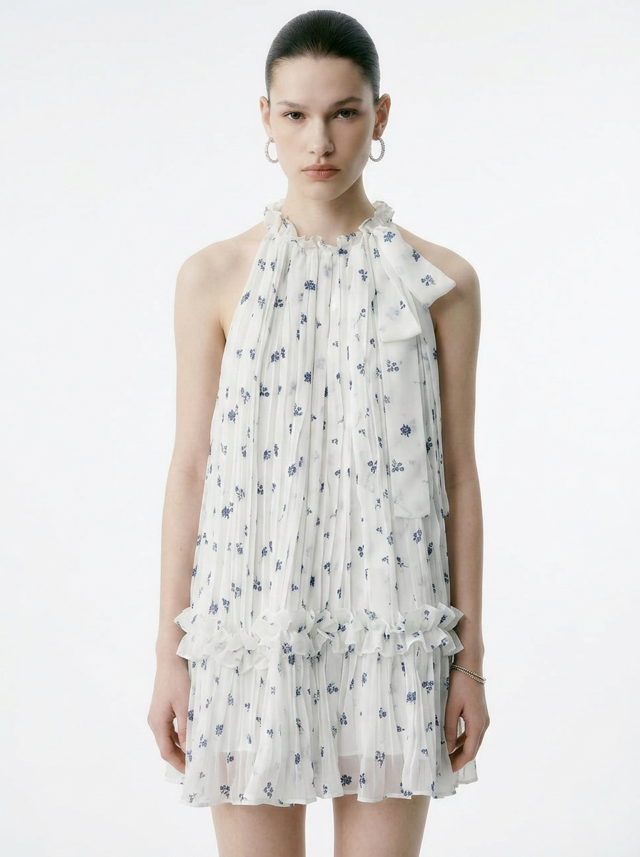 Floral Halter Ruffled Tiered Maxi Dress
