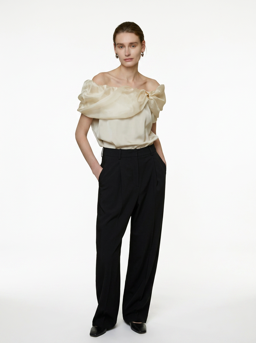 One-Shoulder Puff Sleeve Blouse