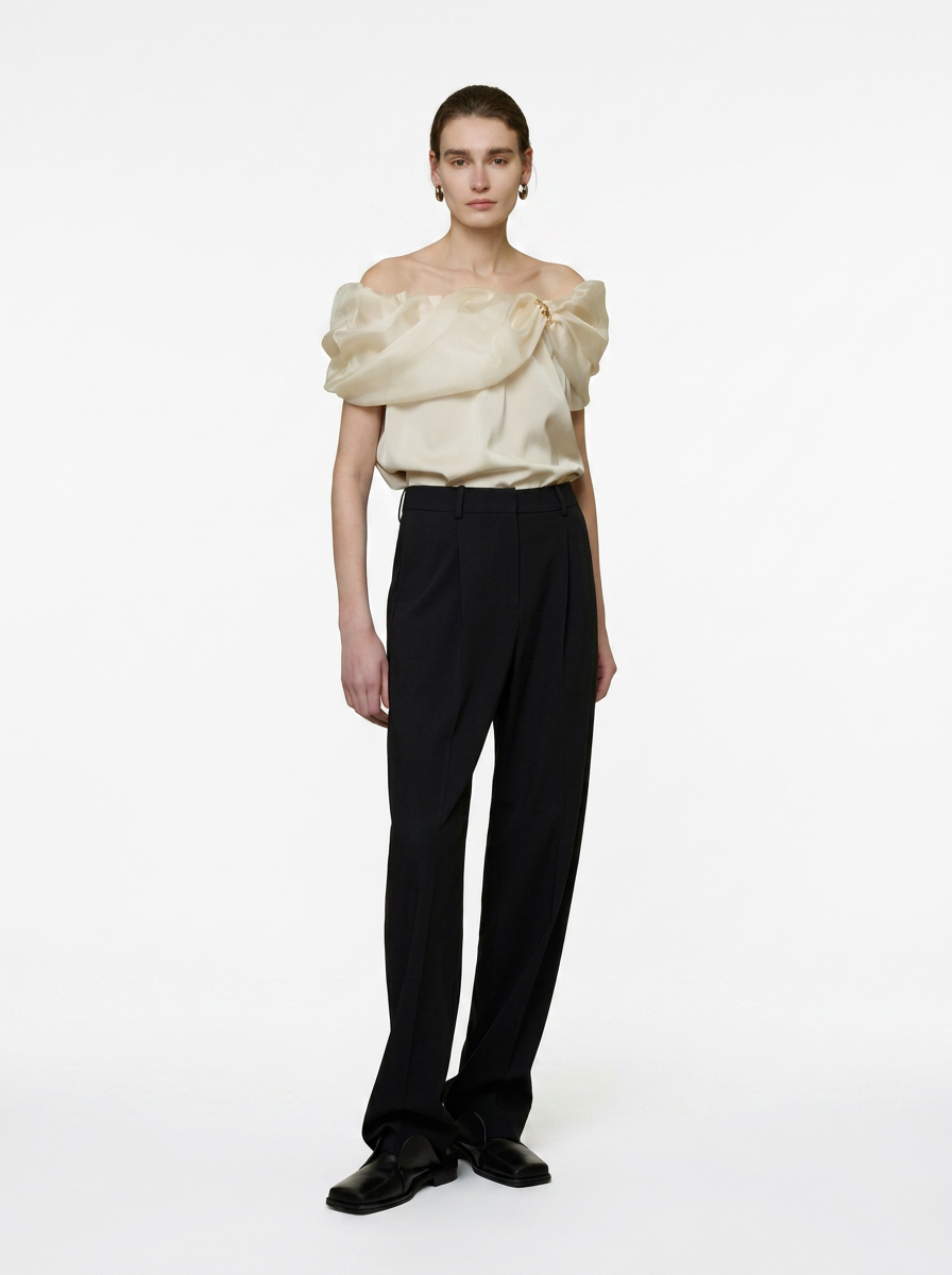 One-Shoulder Puff Sleeve Blouse