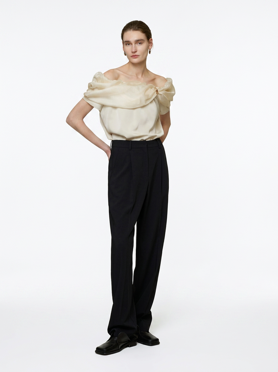 One-Shoulder Puff Sleeve Blouse