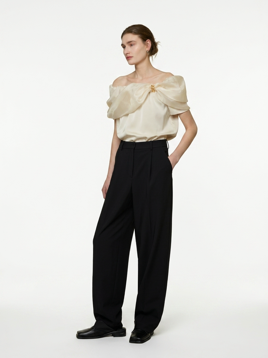 One-Shoulder Puff Sleeve Blouse
