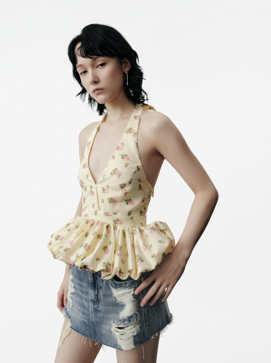 Floral V-Neck Tie-Front Camisole Top