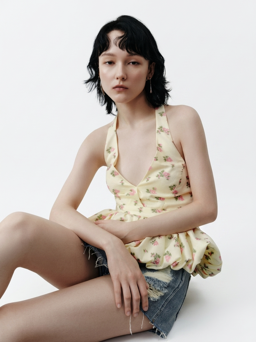 Floral V-Neck Tie-Front Camisole Top