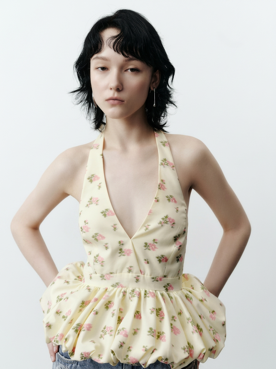 Floral V-Neck Tie-Front Camisole Top