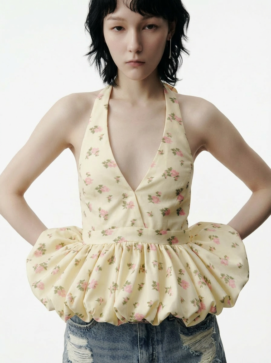 Floral V-Neck Tie-Front Camisole Top
