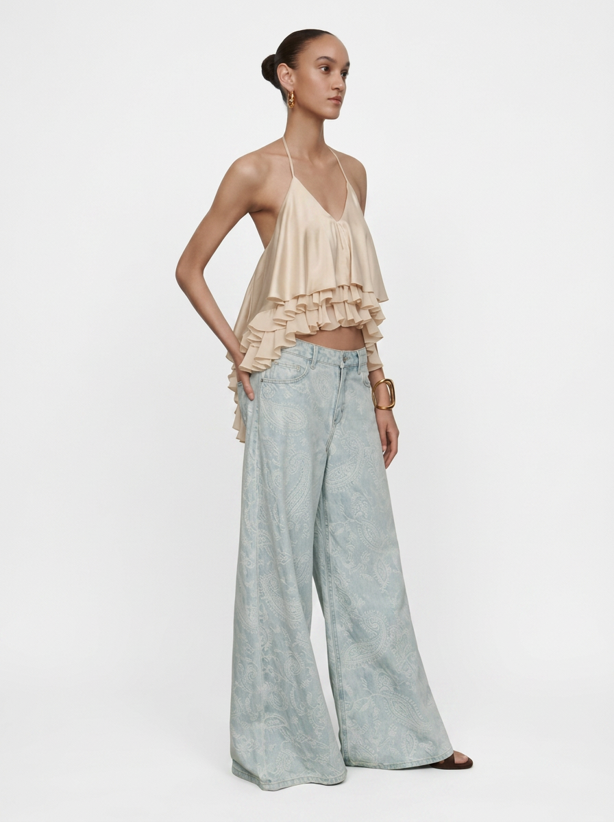 Ruffled Halter Crop Top