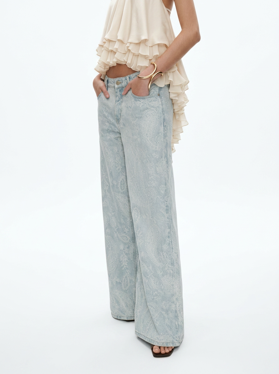 High-Waisted Wide-Leg Korean Style Jeans