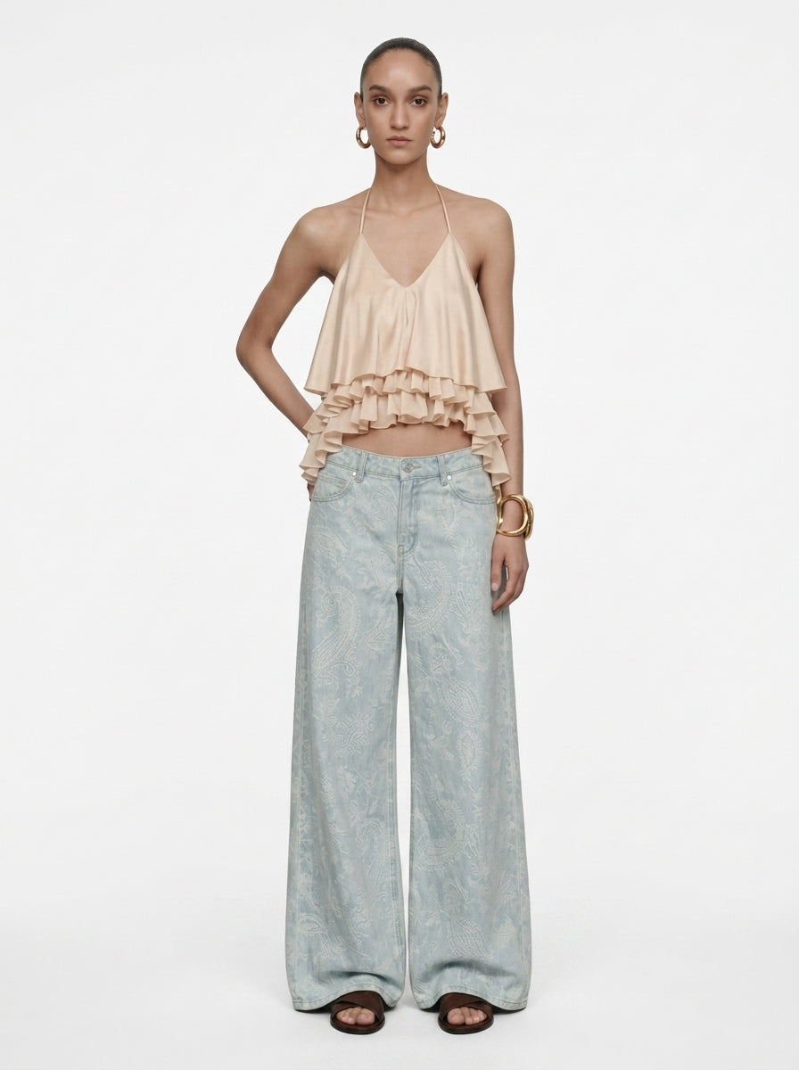 High-Waisted Wide-Leg Korean Style Jeans