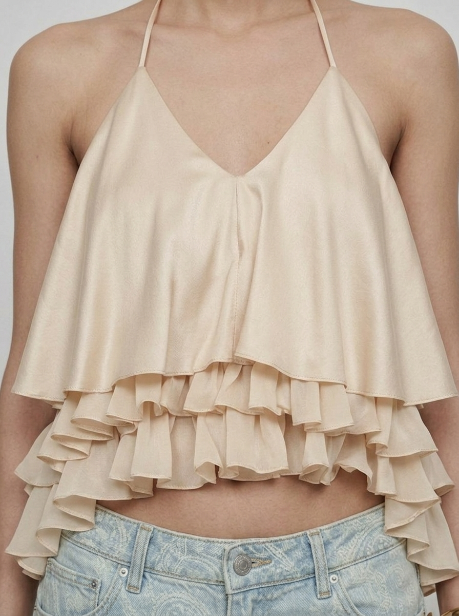 Ruffled Halter Crop Top