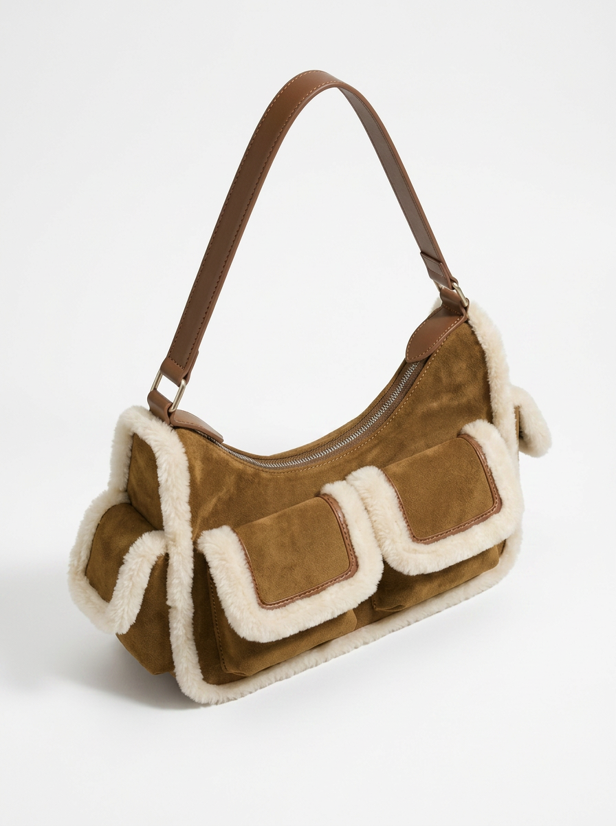 Nova Shearling Look Shoulder Bag — side view