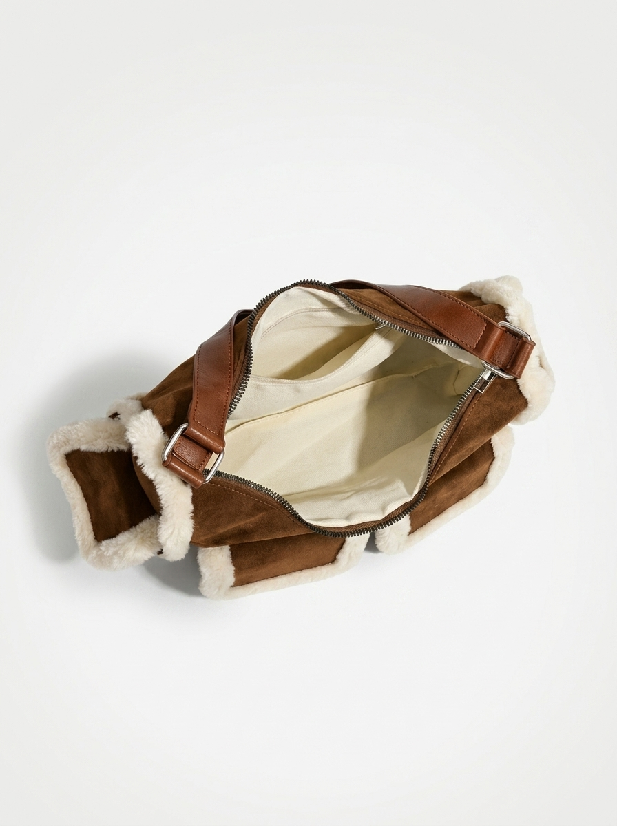 Nova Shearling Look Shoulder Bag — back view