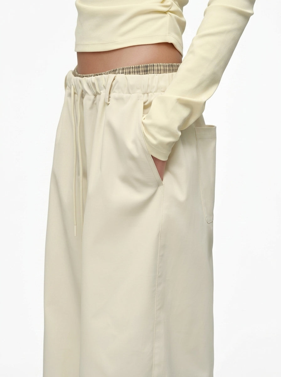 Wide-Leg Barrel Drawstring Pants
