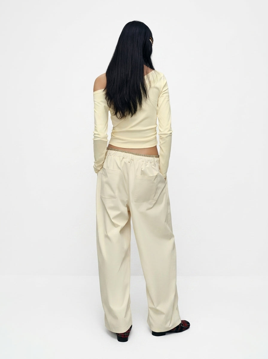 Wide-Leg Barrel Drawstring Pants