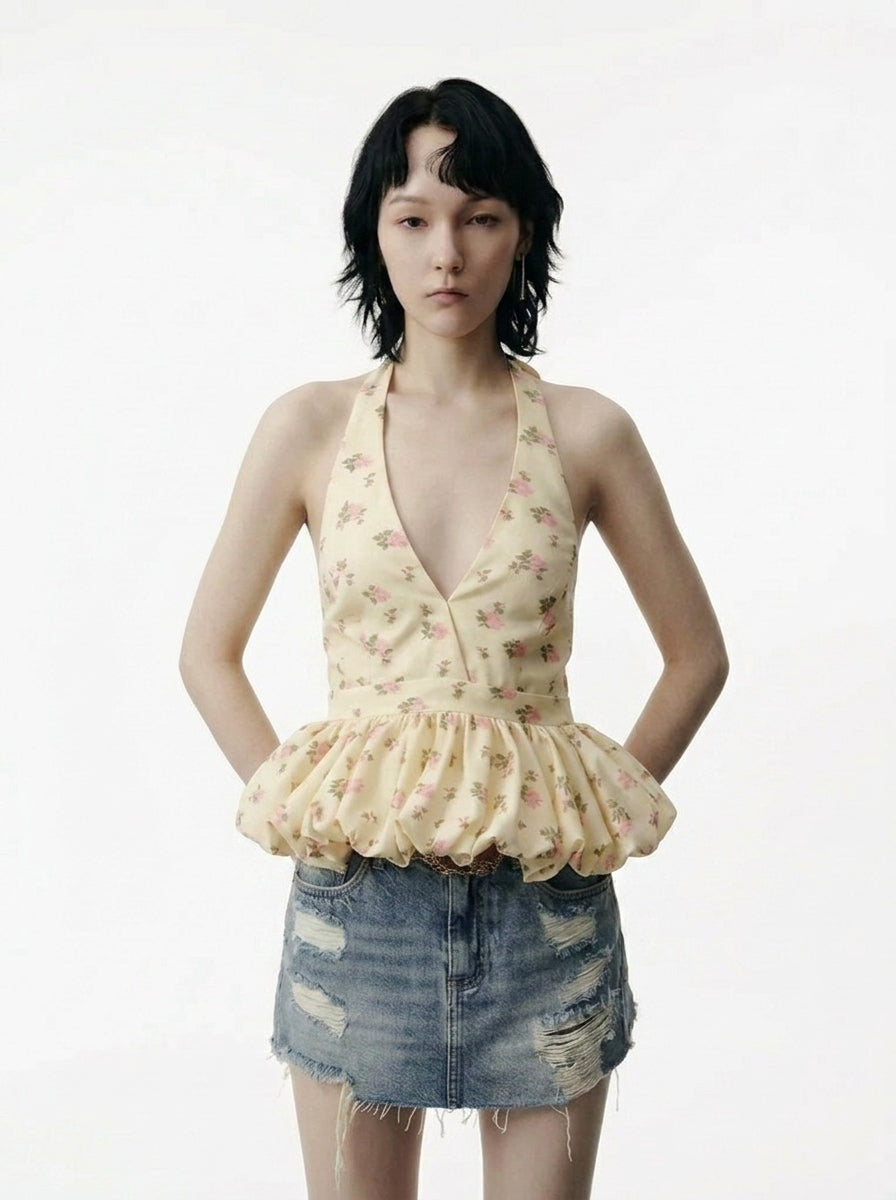 Floral V-Neck Tie-Front Camisole Top