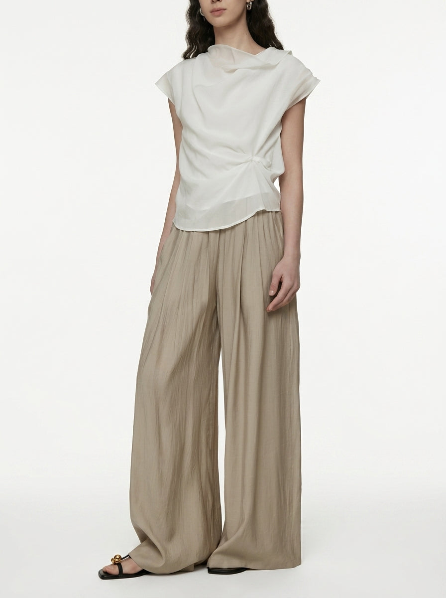 Wide-Leg Pleated Pants