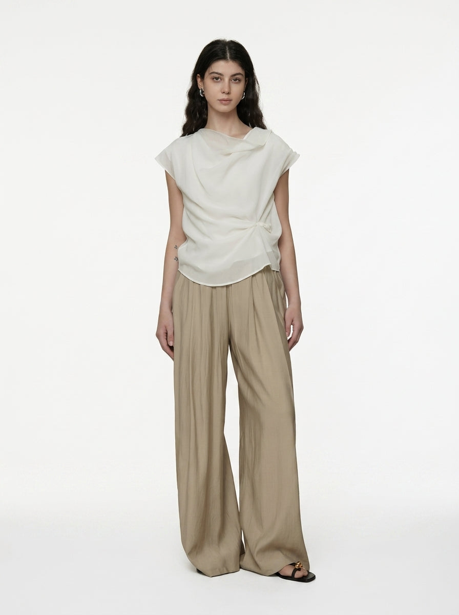 Wide-Leg Pleated Pants