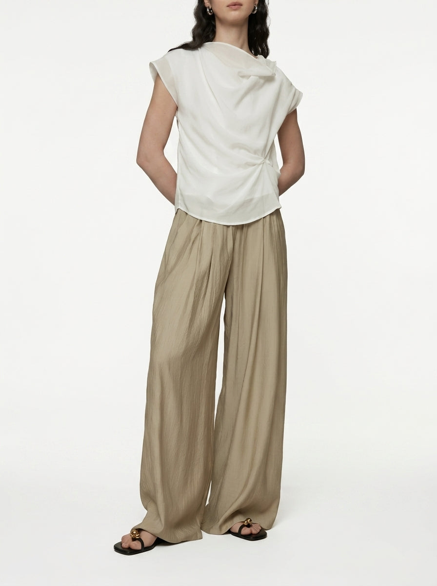 Wide-Leg Pleated Pants