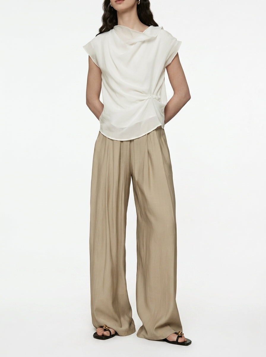 Wide-Leg Pleated Pants