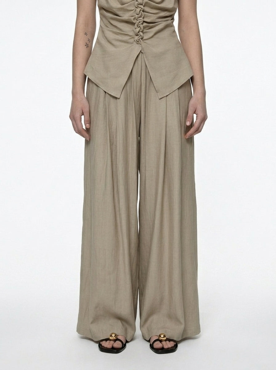 Wide-Leg Pleated Pants