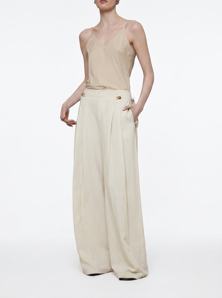 Wide-Leg Side-Tie Pants