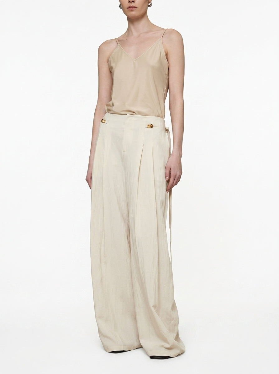 Wide-Leg Side-Tie Pants