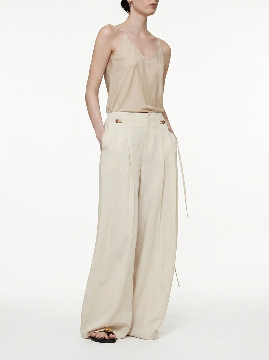 Wide-Leg Side-Tie Pants