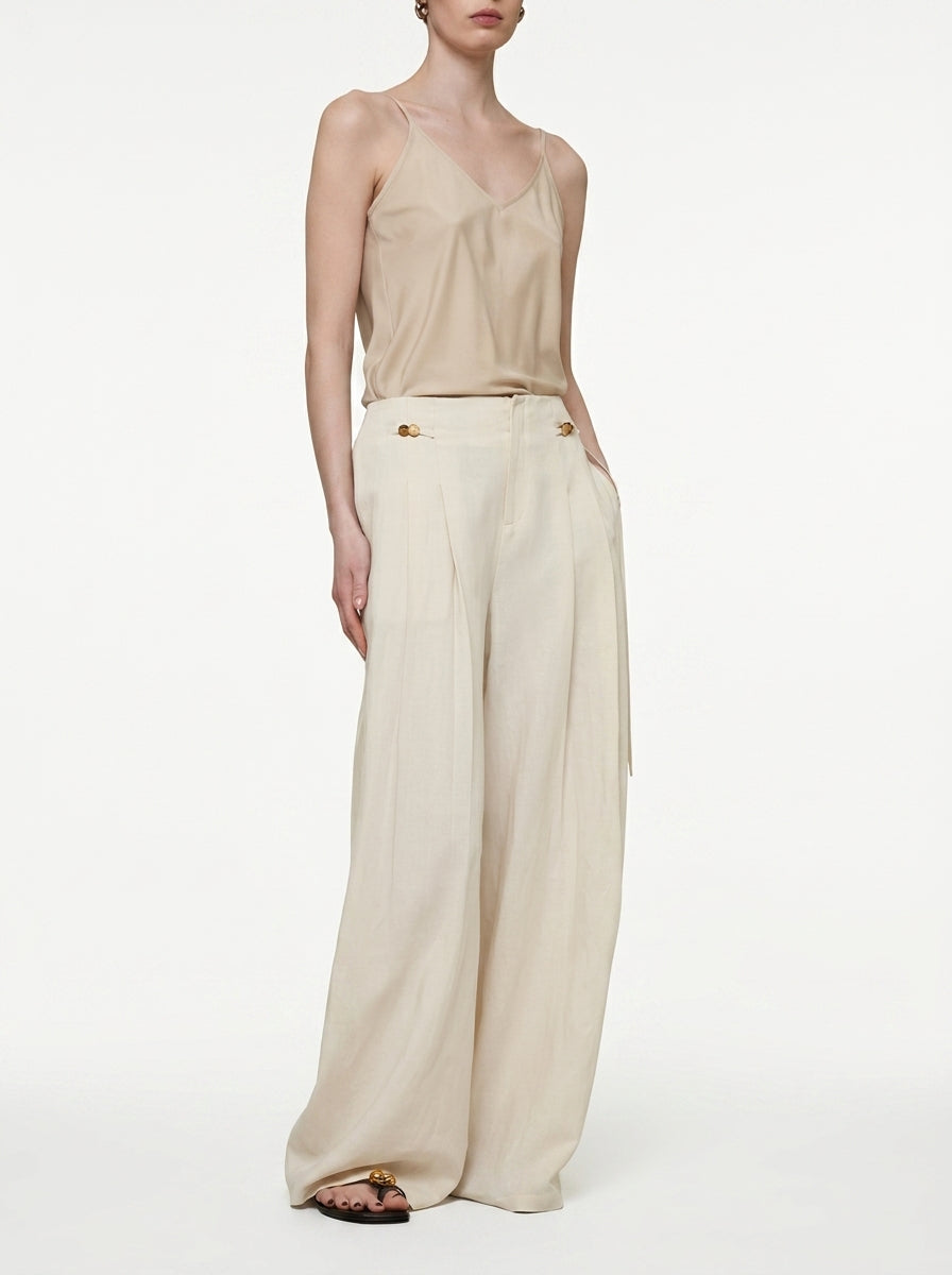 Wide-Leg Side-Tie Pants
