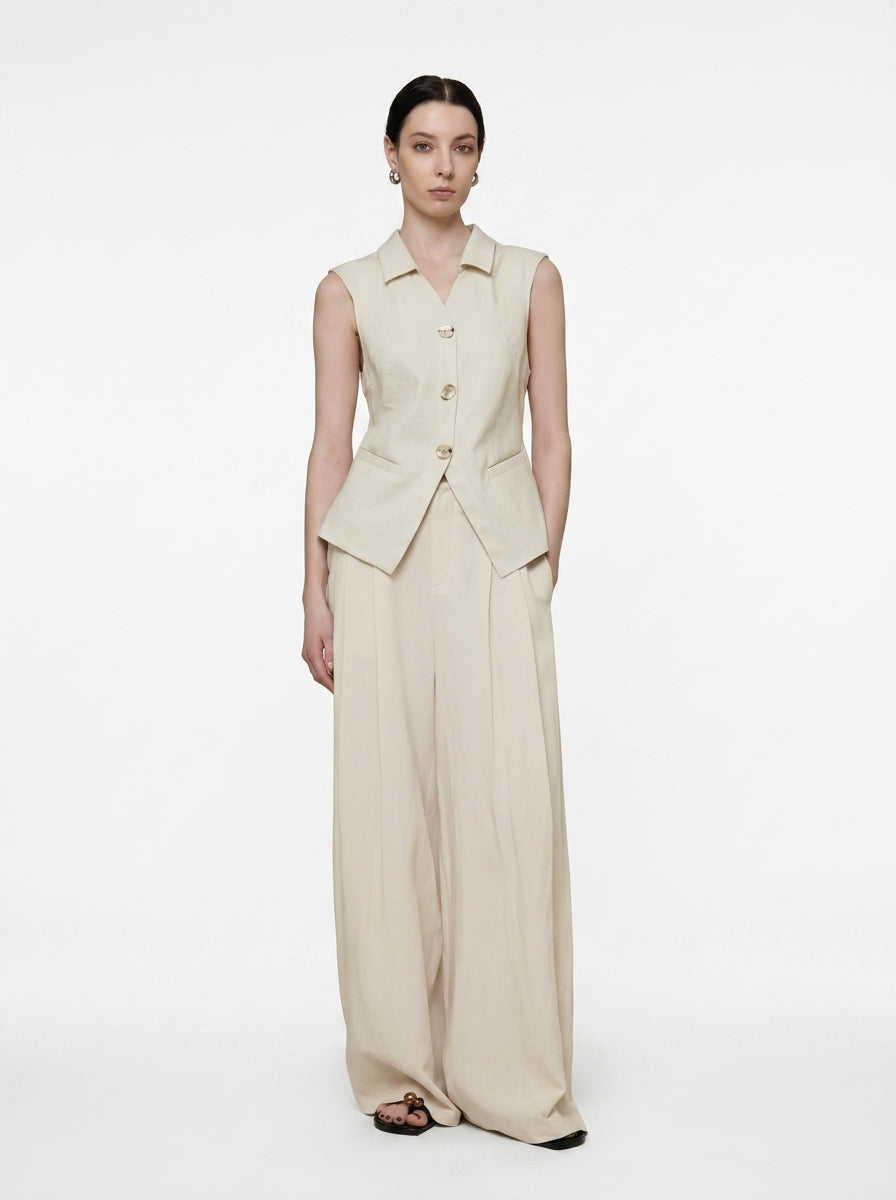 Wide-Leg Side-Tie Pants