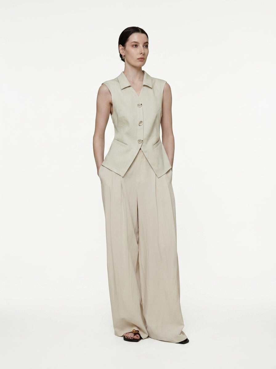 Wide-Leg Side-Tie Pants
