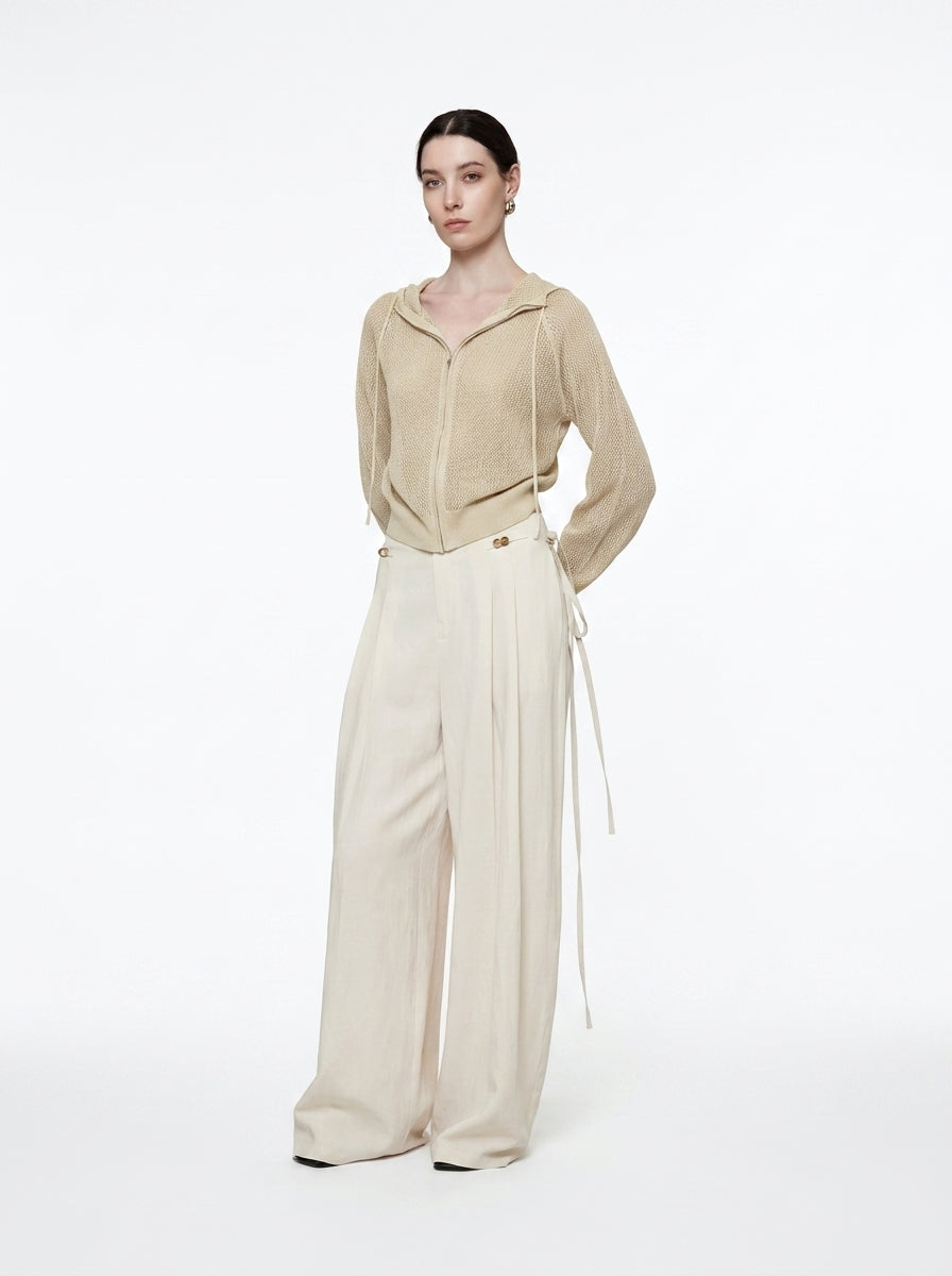 Wide-Leg Side-Tie Pants