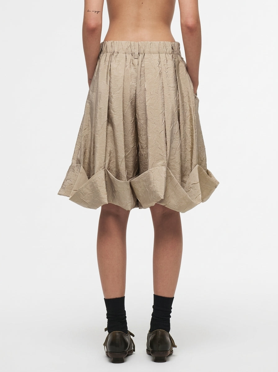 Beige High-Waisted Rolled Hem Shorts