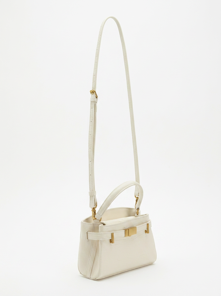 Crocodile Embossed Structured Handbag