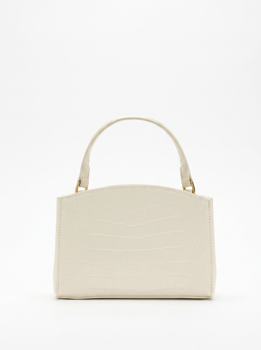 Crocodile Embossed Structured Handbag