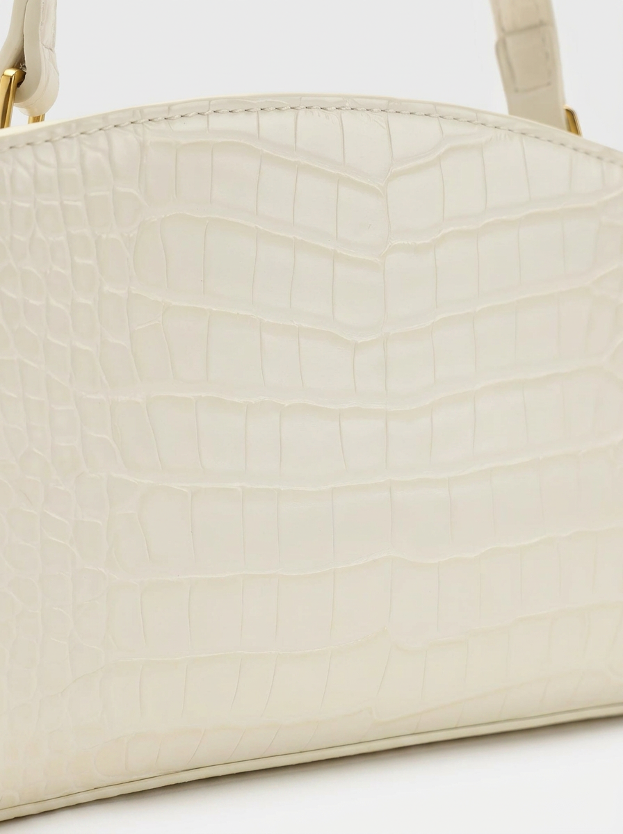 Crocodile Embossed Structured Handbag