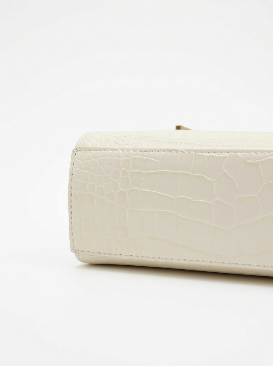 Crocodile Embossed Structured Handbag