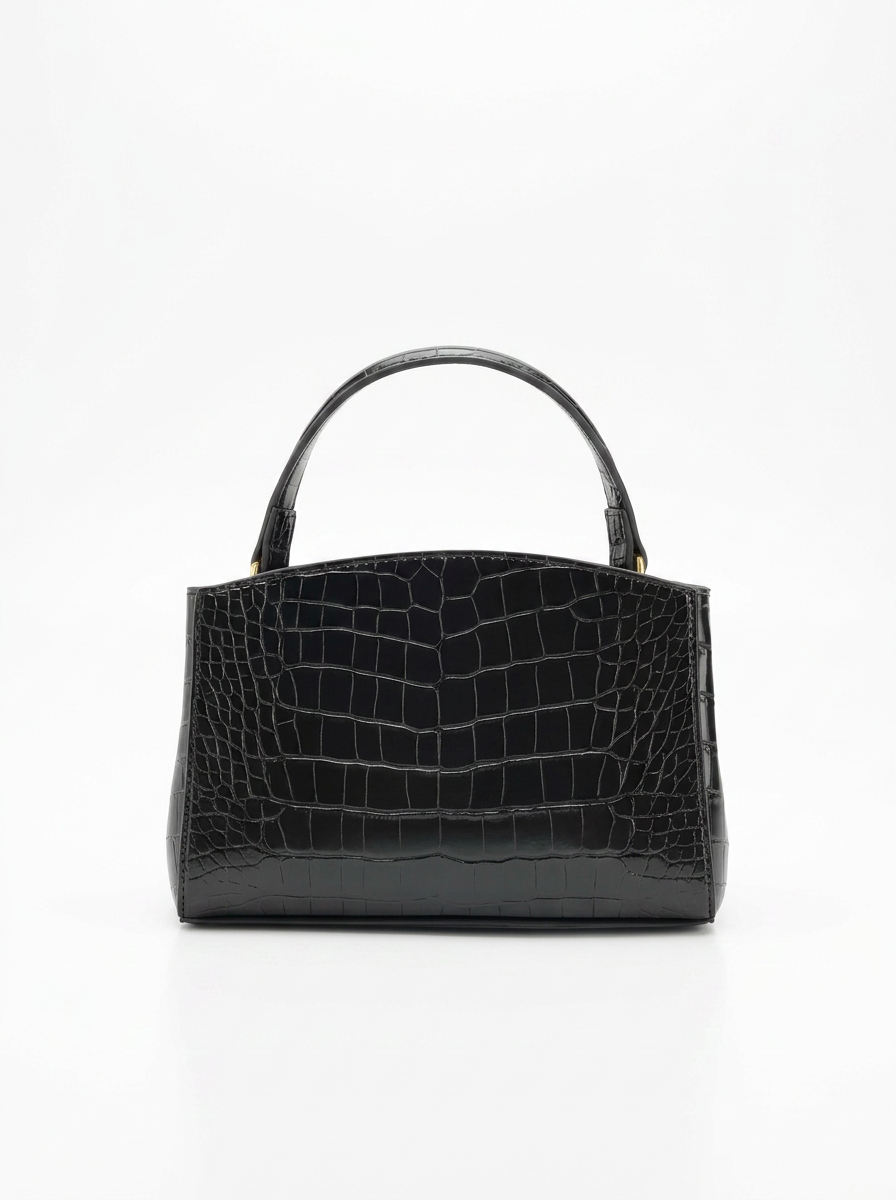 Crocodile Embossed Structured Handbag