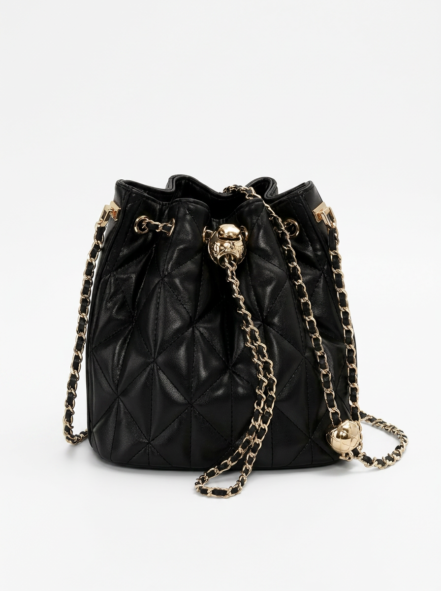 Manon Quilted Bucket Bag — back view