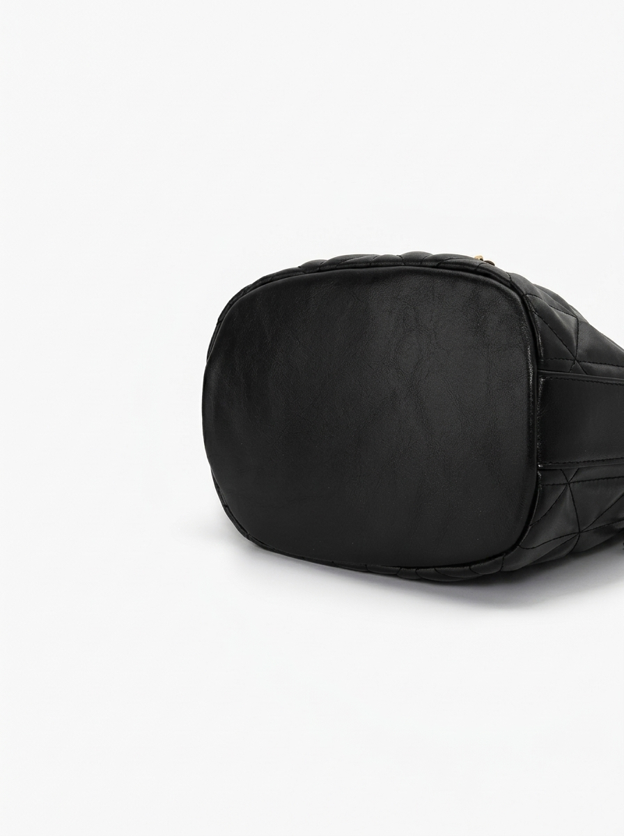 Black Quilted Diamond Bucket Bag
