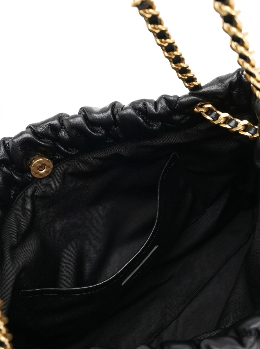 Black Quilted Ruched Cloud Shoulder Bag